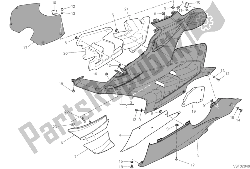 All parts for the Fairing, Lh of the Ducati Superbike Panigale V4 Thailand 1100 2020